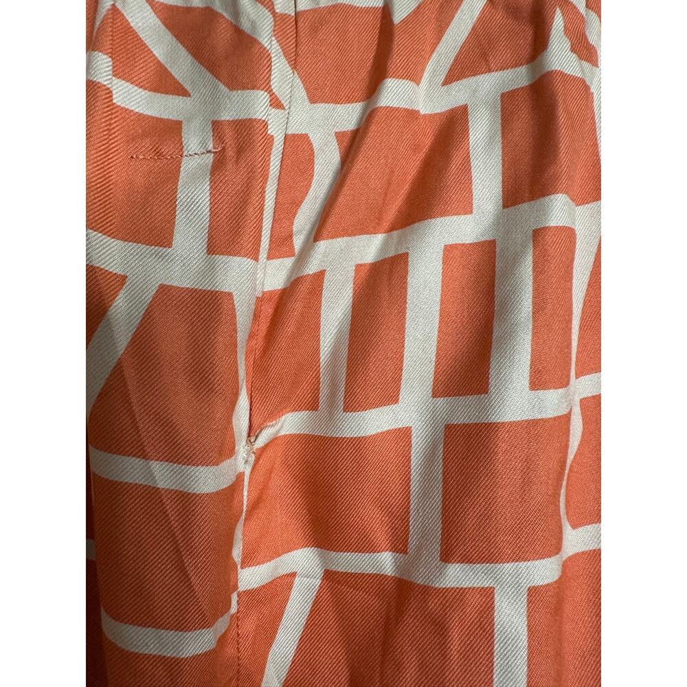 Dusen Dusen Geometric Grid Print Midi Skirt size XS Coral Peach Ivory - Picture 9 of 10